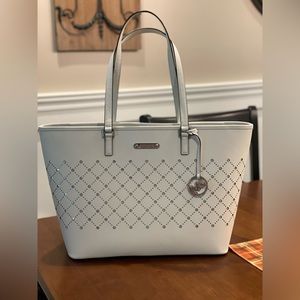 Michael Kors laser cut out white purse